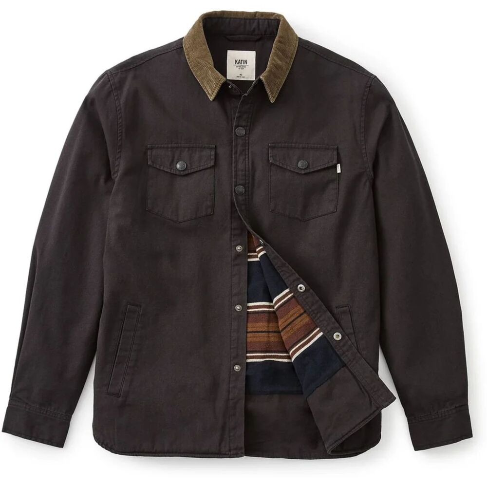 Katin Campbell Jacket Black & Corduroy Collar Flannel Lined